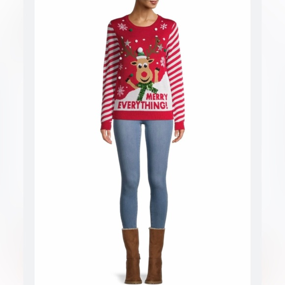 Women’s Christmas holiday reindeer,‎ knitted sweater